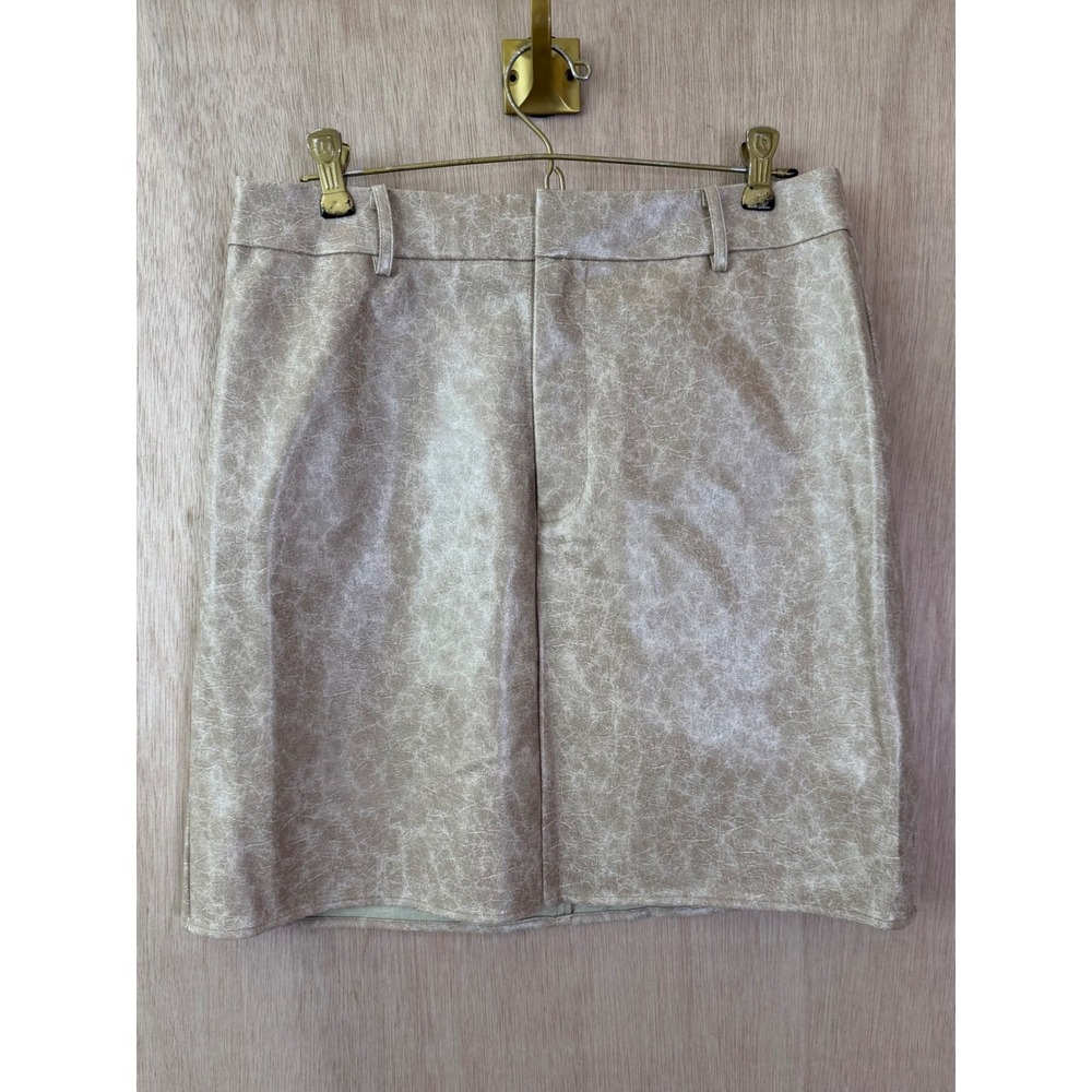 Gilli Beige Faux Leather Pencil Skirt Textured Mini Skirt Tan Size Large